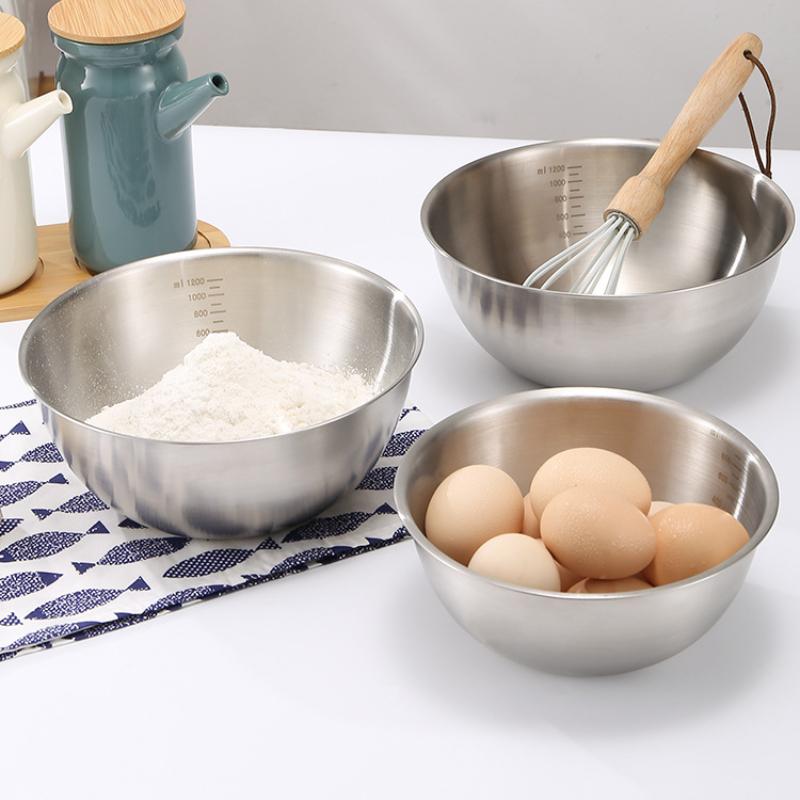 17/19/24,5CM Roestvrijstalen Saladekom met Schaal voor Voedselopslag Eierbloem Mengkom Fruit Groente Noedel Container