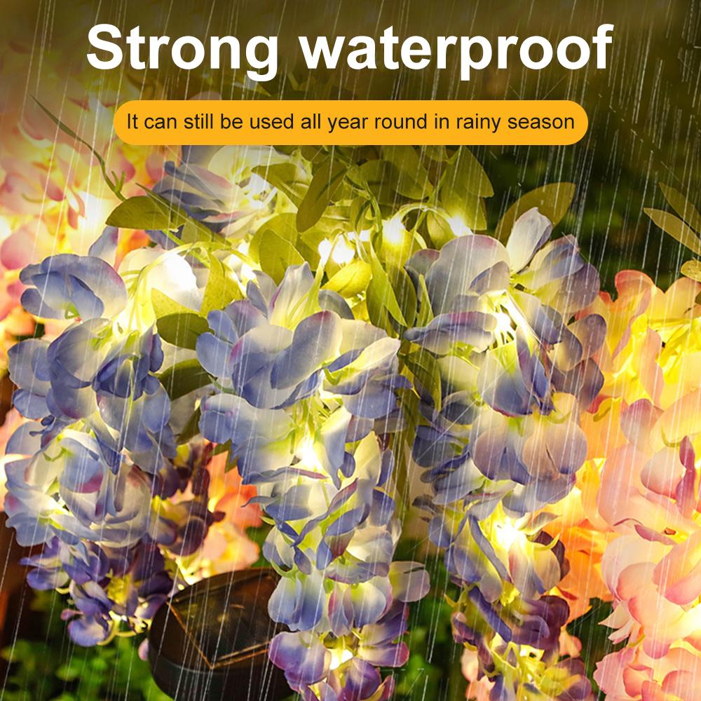 Solar Außen Deko Licht Realistische Glyzinien Blüten Wasserdicht Künstliche Blumen Licht Solarbetrieben Garten Rasen Hof Lampe