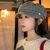 Casual Solid Color Wool Beret Cap Dome Knitted Female Painter Cap Big Head Circumference Versatile Octagonal Brimless Hat Spring