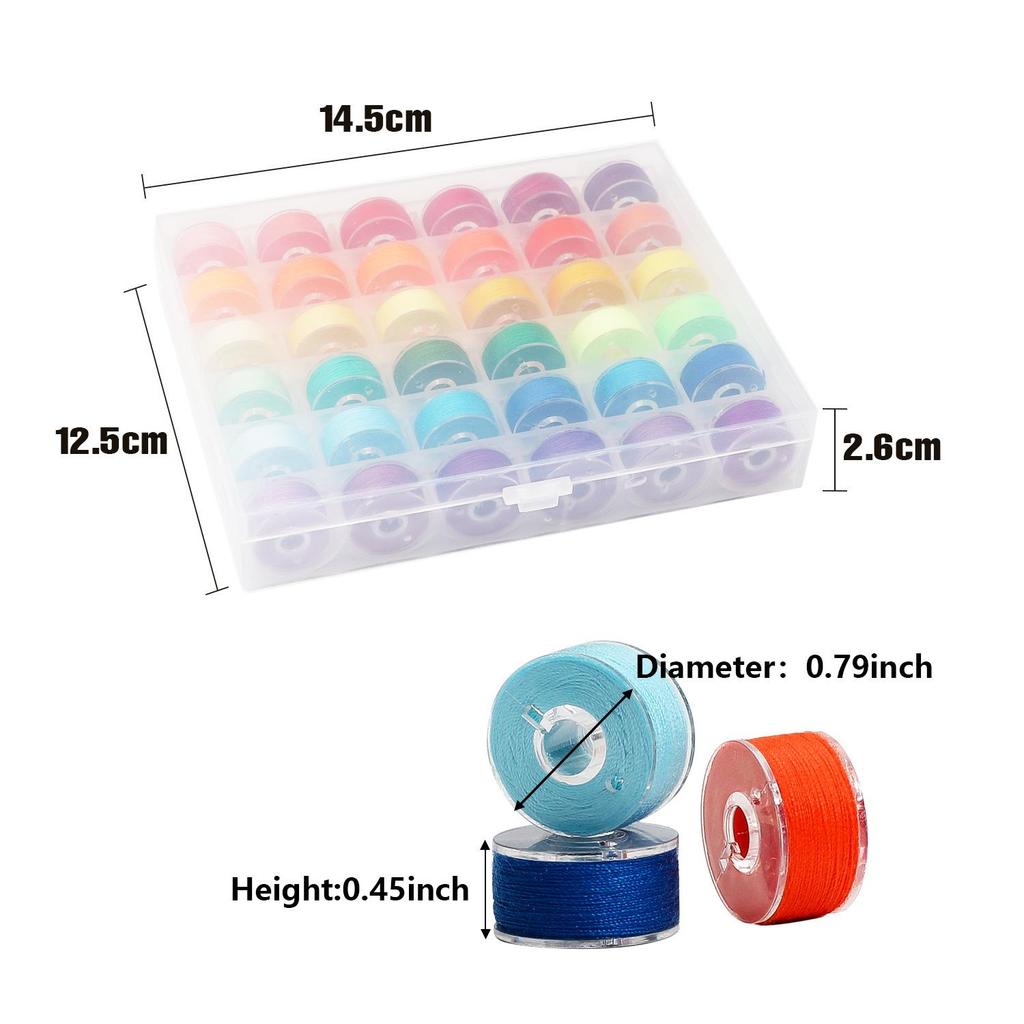 Transparent Bobbin Case with 36 Slots and Colorful Threads
