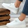 White Shoes PU Leather Board Shoes Women Breathable Casual Sneakers Men Lace-up Trendy Running Trainers Anti-slip Waterproof