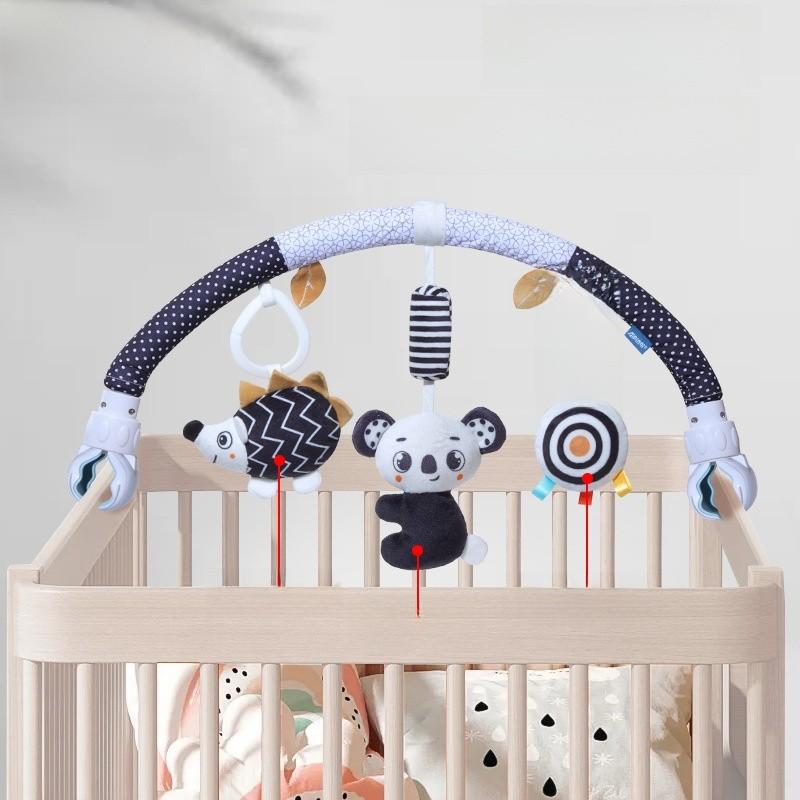 Portachiavi per Auto a Vento Bianco e Nero per Bambini con Giocattoli Sensoriali per Passeggini e Culle
