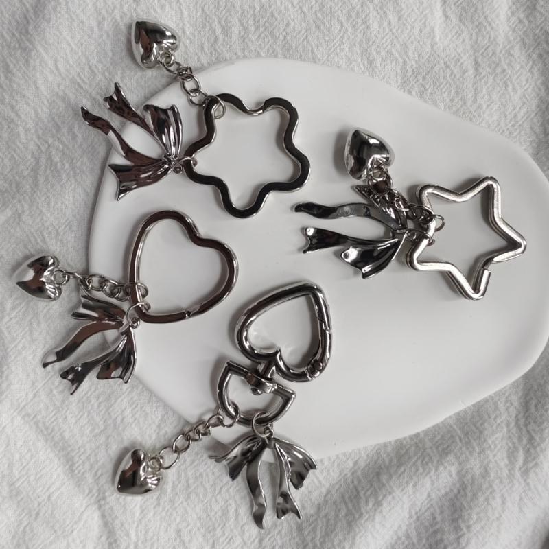 Heart Star Bowknot Charm Keychains Sweet Lovely Pendant Hangings Ornament Keyring Backpack Decoration for Women Girls