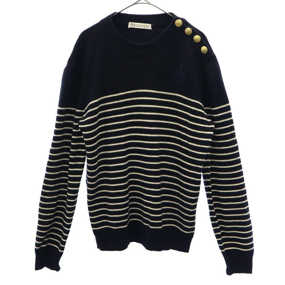 J.W.Anderson. Border Long Sleeve Sweater S Navy X White Knit Men's Used