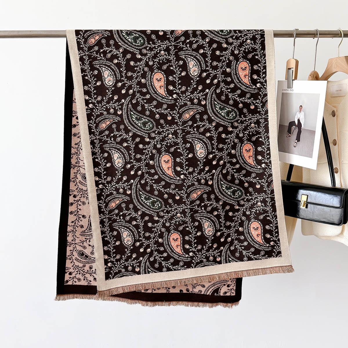 

Design Elegance Paisley Print Scarve Pashmina Men Women Winter Thick Warm Pashmina Design Shawl Wrap Versatile Blanket Bufandas 66x186cm