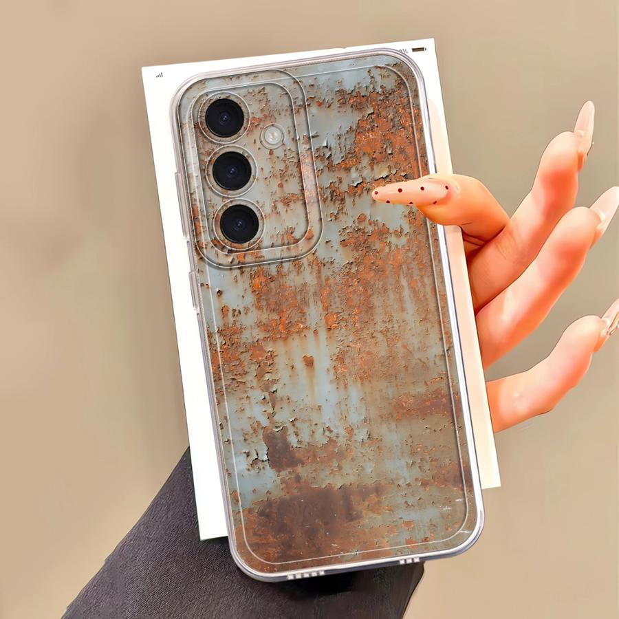 Case for Samsung Galaxy A54 A73 A06 A56 A52 A72 A05 A50 A03 A50 A51 A55 A31 A02 A71 A04 A53 A07 Soft Cover Retro Rust Design
