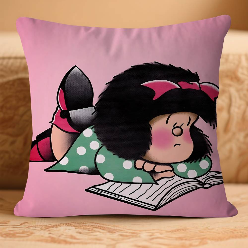 

MafaldaS Anime Girl Pillow Case Removable Washable Cushion Cover – All-Season Soft Linen 16x16Inch