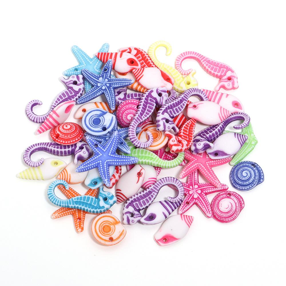 DW04 100pcs Cartoon Simulation Conch Sea Shell Beads Jewelry Ocean Series Acrylic Beads Bracelet Necklace DIY Material Handmade