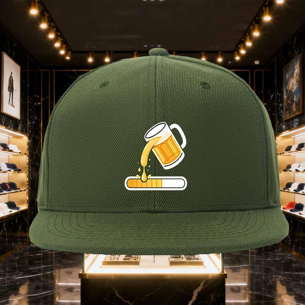 Beer Loading Bar Funny Graphic Flat Brim Baseball Cap Polyester Casual Streetwear Snapback Hat