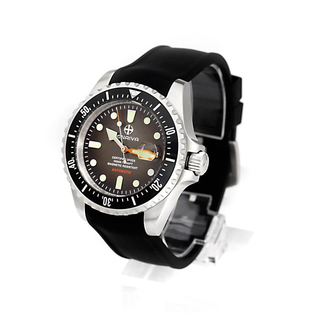 ENRIVA Watch Automatic Watch Date Display 1000m Professional Water Resistant NH35 Sports Diver Style Sapphire Glass Tool Diver's Men's (Black