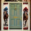 2D Flat, 2D Flat - 2D Flat, 2D Flat - 2D Flat Photo Booth Props 2pcs, Horse Racing Rose Theme Red Couplets, Galloping Stallion Pattern, Suitable for S