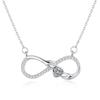 European Style Infinite Love Heart Necklace with Diamond Zirconia Inlay and Mobius Collarbone Chain