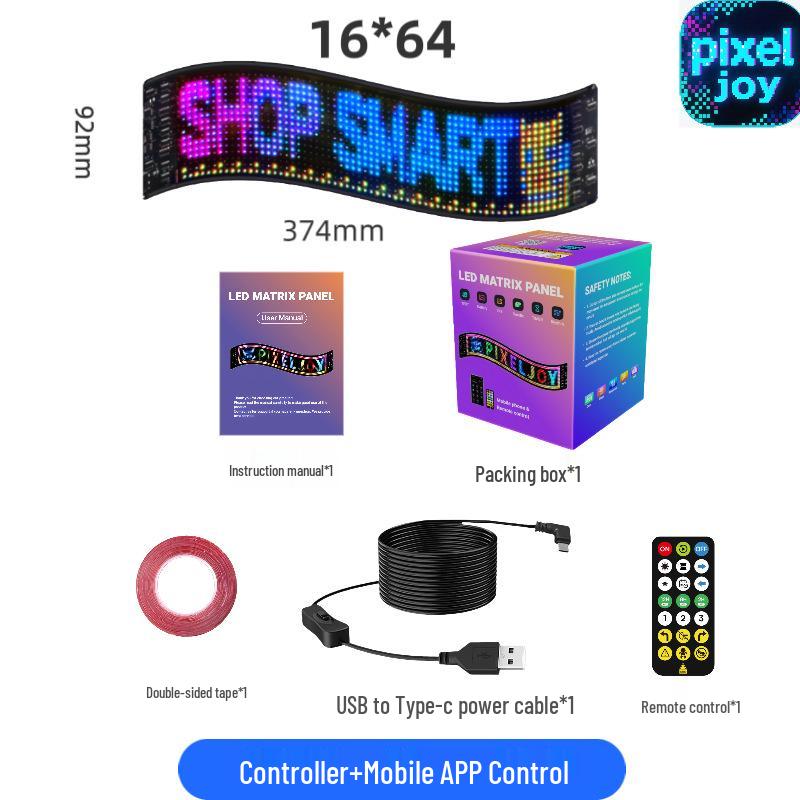 LED Full-Color Bluetooth Interactive Car Screen Sticker - Waterproof & DIY