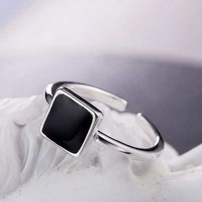 Punk 925 Sterling Silver Square Rings For Women Femme Wedding Party Jewelry Jz585
