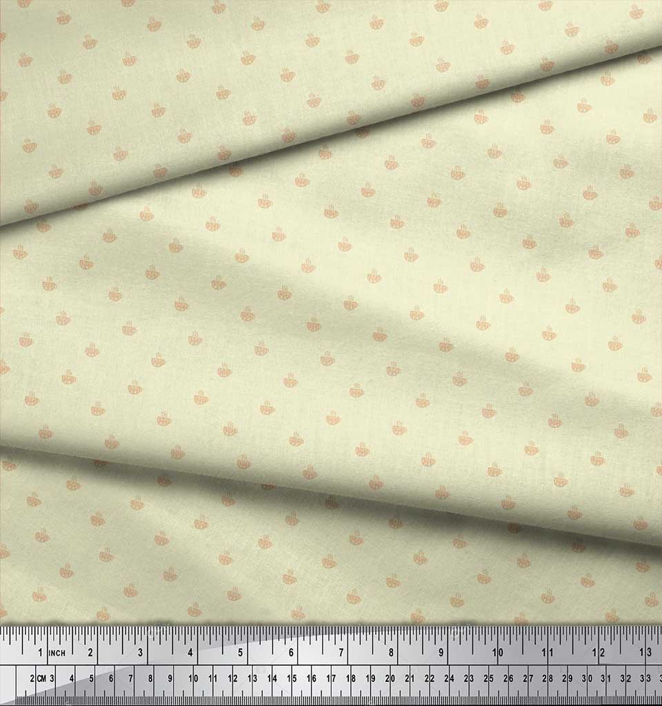 Soimoi Japan Crepe Satin Fabric Tea Cup Shirting Print Fabric by Metre 42 Inch
