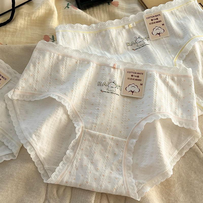 

Antibacterial Pure Cotton Breathable Mid Waist Underwear with Hip Wrap Cartoon Student Triangle Women’s Panties XL