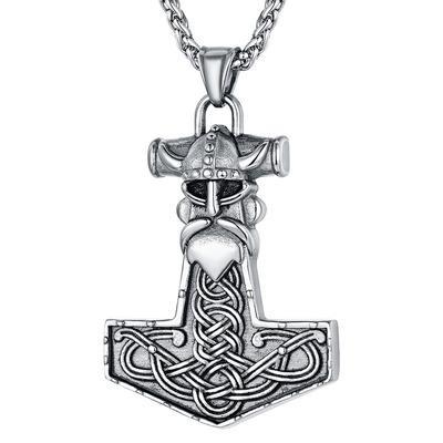 U7 Wikinger Halskette Herren Edelstahl Hammer Anhänger 22 Zoll Weizenkette Heidnische Amulett Nordische Wikinger Schmuck Geschenk