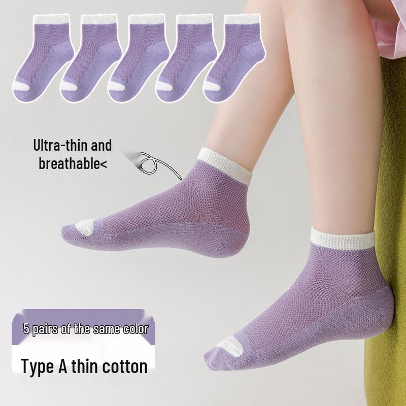 Girls' Summer Mesh Socks - Lightweight and Breathable Short Boat Socks for Spring and Summer
