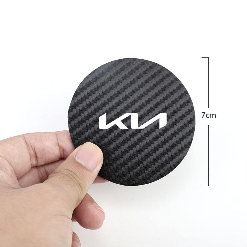 For Kia Morning Picanto XCeed Soul Cerato Venga Cadenza K9 Seltos Tellu Car Coaster Cup Holder Carbon Fiber Pattern Non-Slip Mat HW8