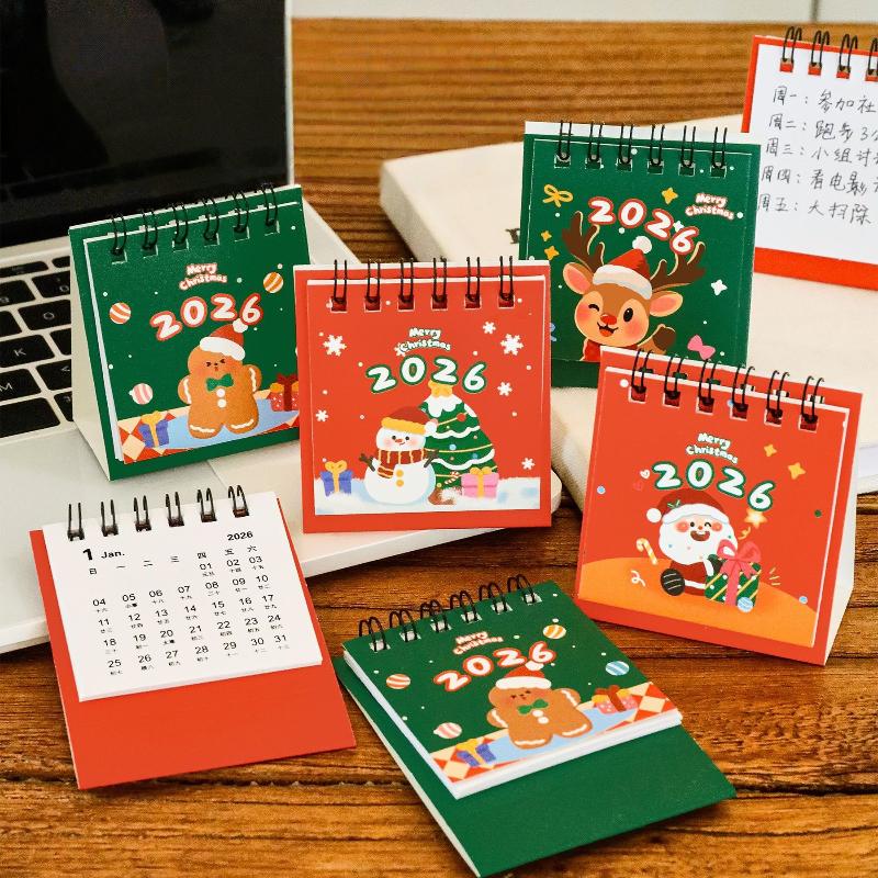 2026 Mini Cartoon Desk Calendar Cute Christmas Calendar Portable Pocket Calendar Schedule Desktop Decoration Christmas Gifts
