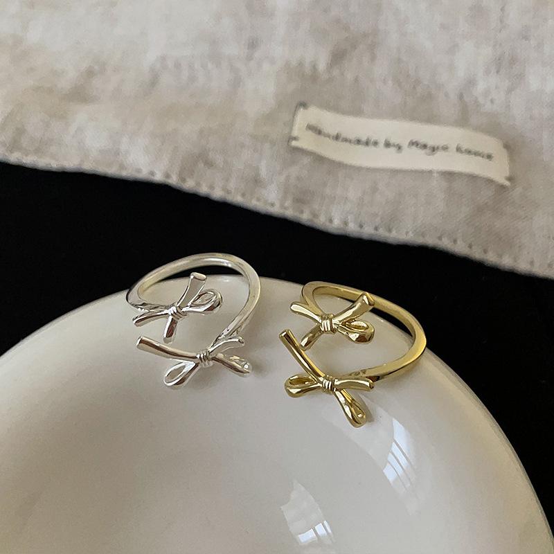 Niche Design Sense Bow Open Ring Female Gentle Exquisite Personality Fashion Elegant Versatile Ring Ring