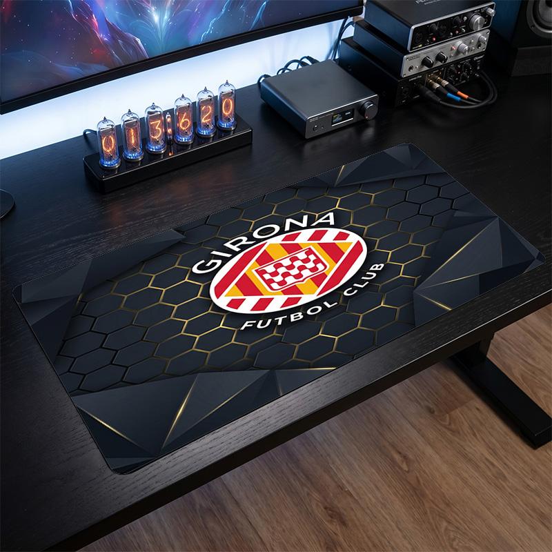 Girona FC Theme Pattern Mouse Pad, Soccer Logo Design XXL Gaming Desk Mat Non-Slip Computer Mouse Pad