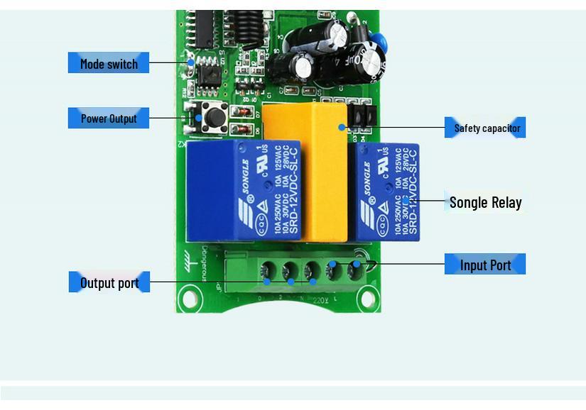 220V 2-Way Remote Control Switch | Forward/Reverse Motor Control | 3-Key Up/Down/Stop Controller