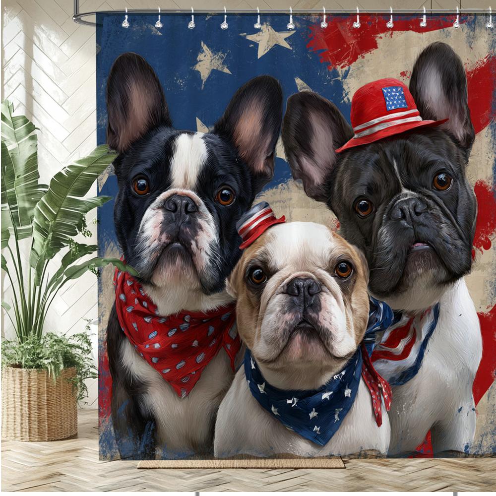 Cartoon Cute American Dog Pattern Shower Curtain Bath Curtain Printing Bathroom Curtains For Home Decoration Curtain