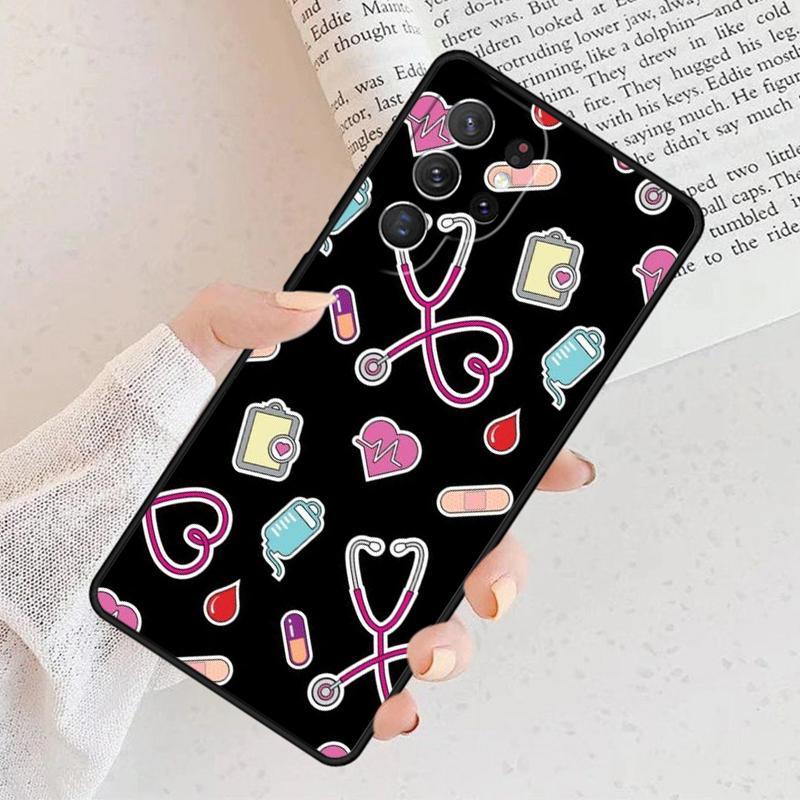 Doctor Nurse Heart Stethoscope Phone Case For Samsung Galaxy S25 S23 S30 S8 S21 S20 FE S24 S22 Note 10 20 Plus lite Ultra