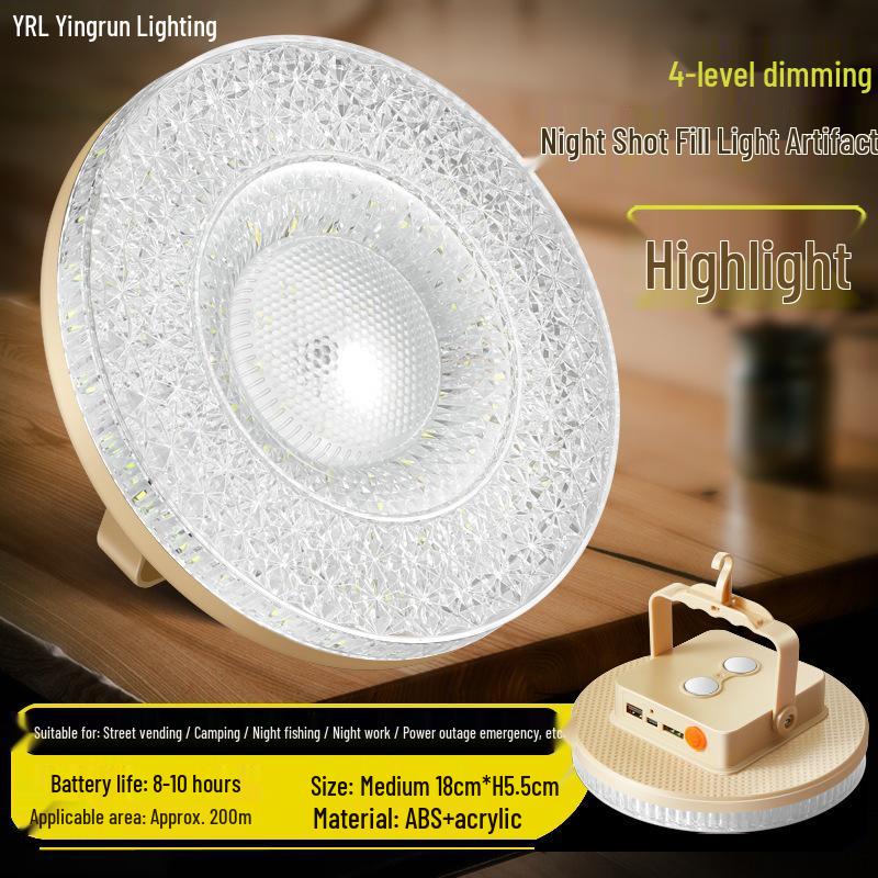 Rechargeable Magnetic Crystal Saucer Lamp: Portable Hanging Light for Camping and Outdoor Use