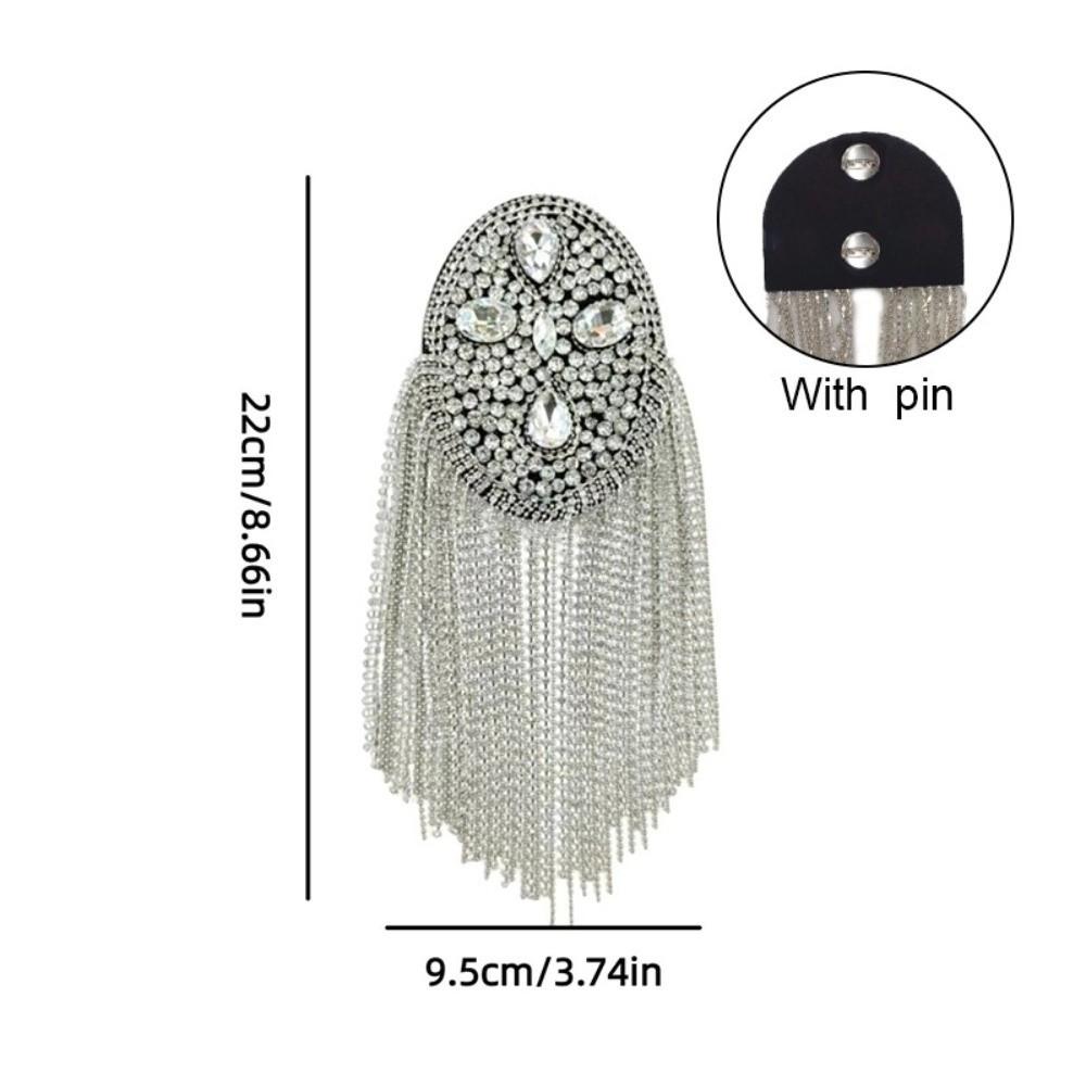 Luxury Beaded Decoration Diamond Tassel Epaulets Detachable Rhinestone Shoulder Brooch Sparkling Brooch Epaulet