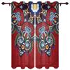 Red Oriental Ethnic Flowers Retro Curtains Bedroom Living Room Drapes Kitchen Children Window Curtain Home Decor Made Of Polyester Sitting Treatment
