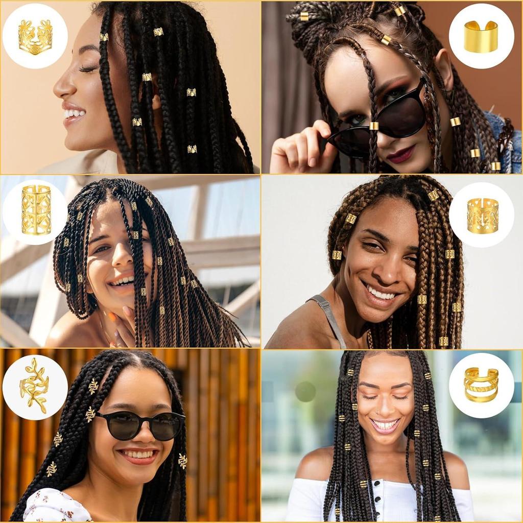 48pcs Hollow Dreadlock Hair Rings - Europe & America Hot Selling Model