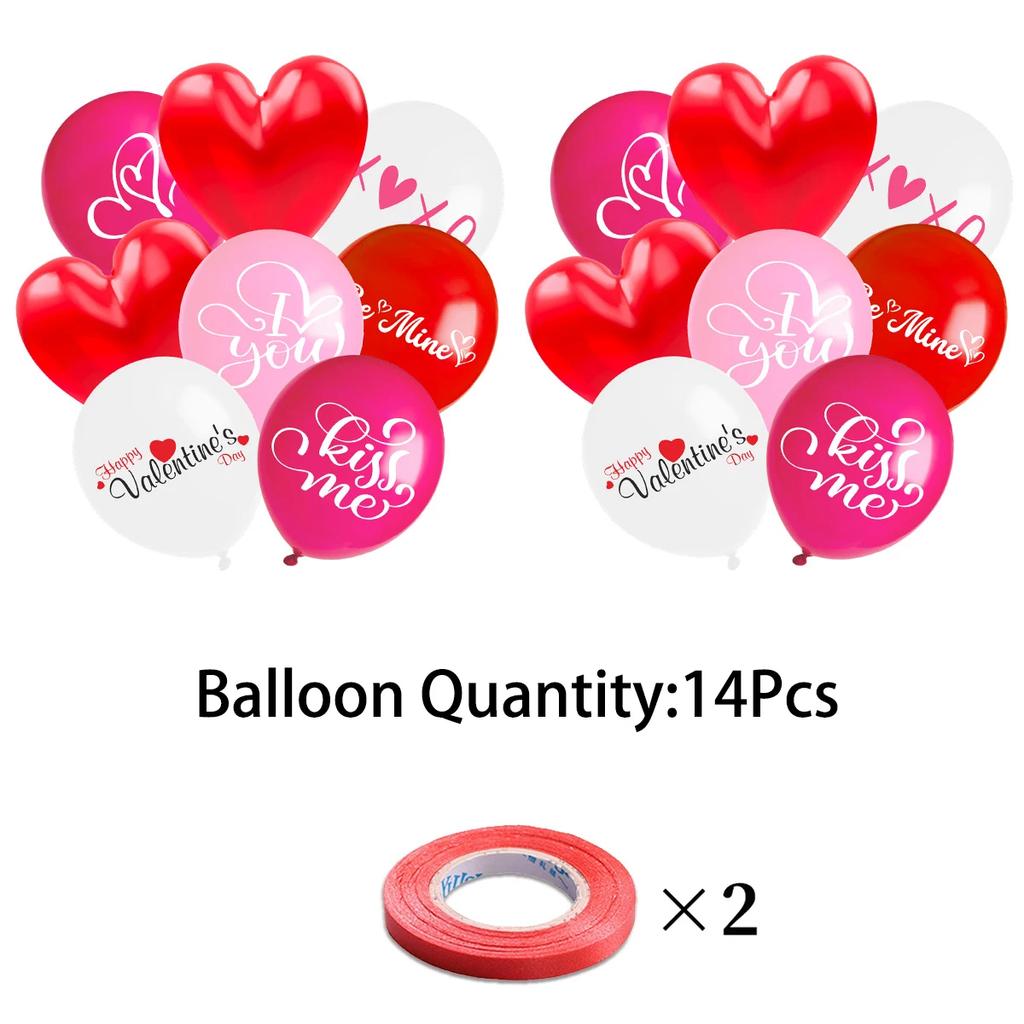 6Pcs Red/White Anniversary Heart Love Spiral Swirl Hanging Garland Balloon Straws for Valentine's Day Wedding Party Decorations