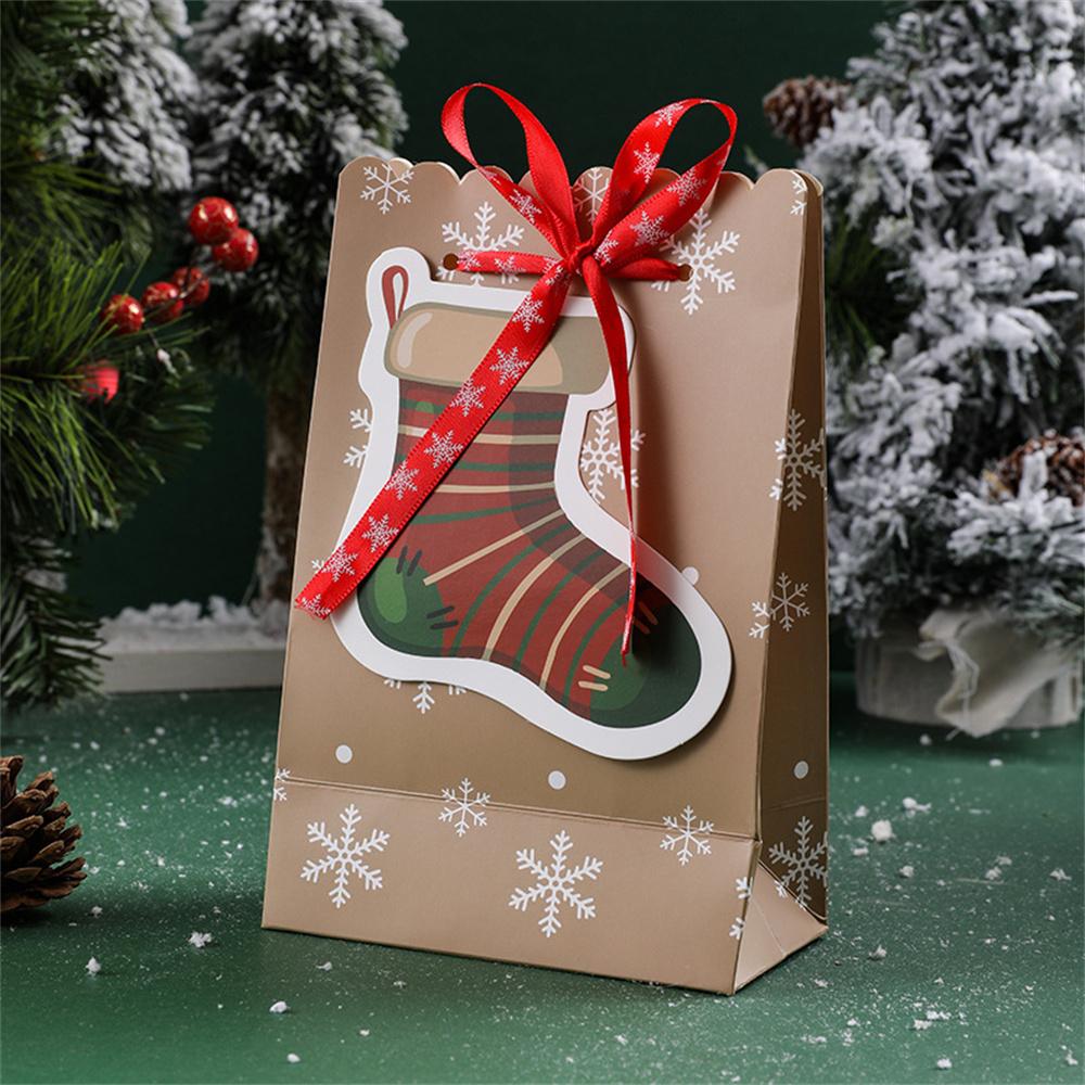 Creative Bow Snowflake Gift Bag Small Size Lovely Christmas Gift Bag Christmas Gift Bag Ribbon Handle For Festive Decorations
