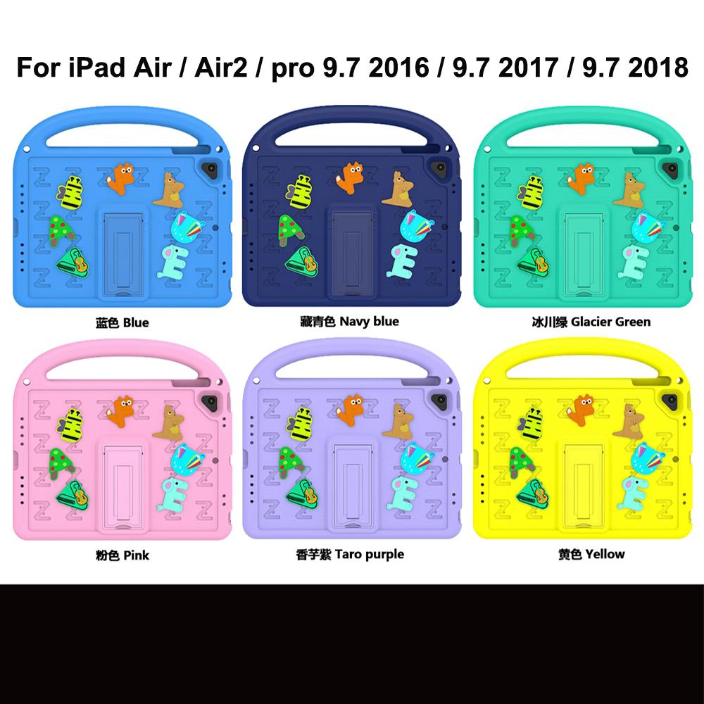 Für Apple iPad Pro 9.7 2017 2016 Air 1 2 A1474 A1566 A1673 A1822 A1954 Hülle Kinder Sicher Cartoon Buchstaben Tragbar EVA Schaum Stoßfest Ständer Tablet Hülle