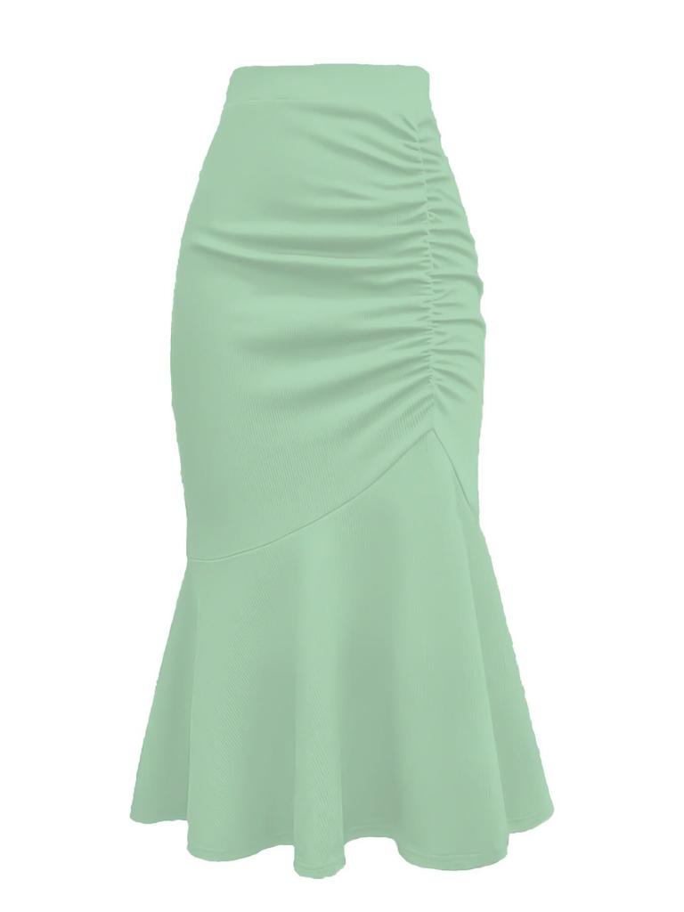 2025 Stylish Solid Color Fishtail Skirt: Waist-Cinching, Slimming, Hip-Hugging Design