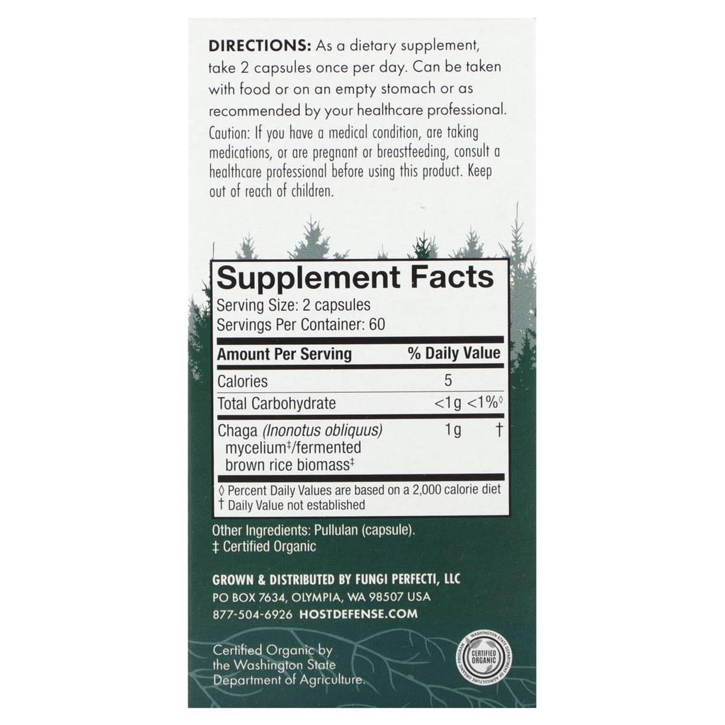 Mushroom, Chaga Mushroom, 120 Capsules (0.5G per capsule)