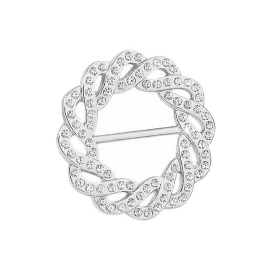 Vintage Scarf Ring Rotary Flower Rhinestone Brooch Pin for Women 3-Slot Adjustable Elegant Scarf