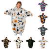 Kids Halloween Printed Flannel Romper Pajama Set for Fun Holiday Sleepwear