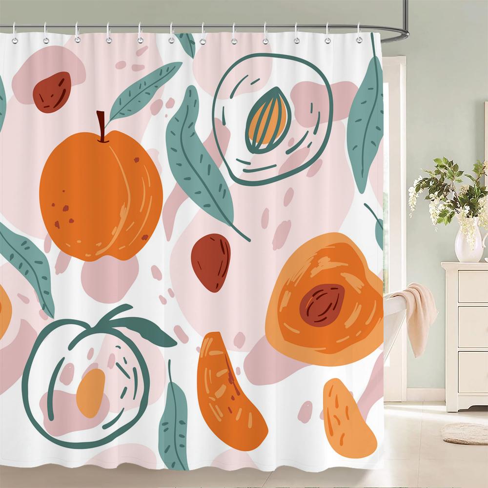 1 pack Minimalist art leaves printing shower curtain bathroom partition bathroom curtain with hooks home decorative curtain