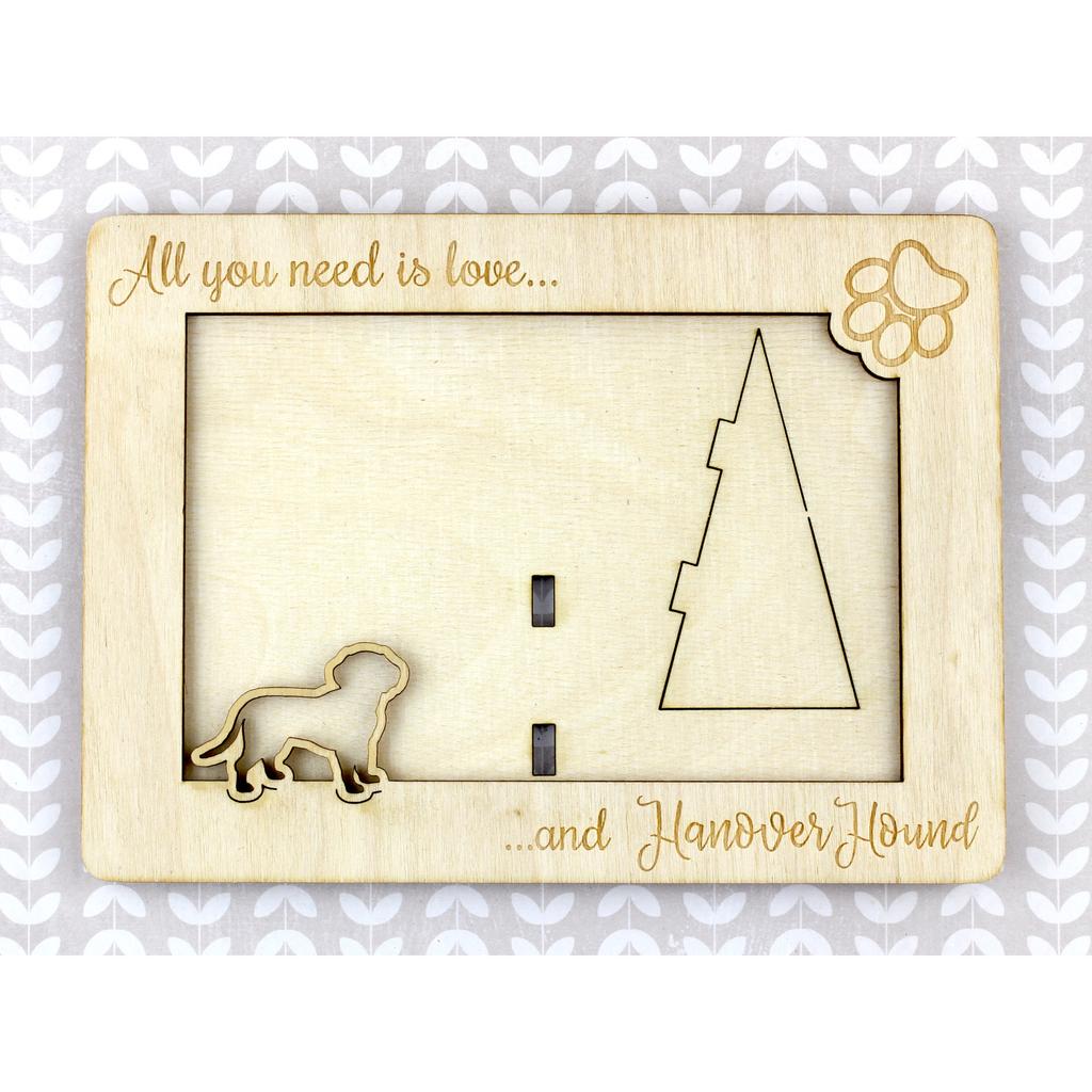 Hanoverian Hound, Hanover Hound, Hanoverian Scenthound – Photo frame, engraved wooden frame | Art-Dog