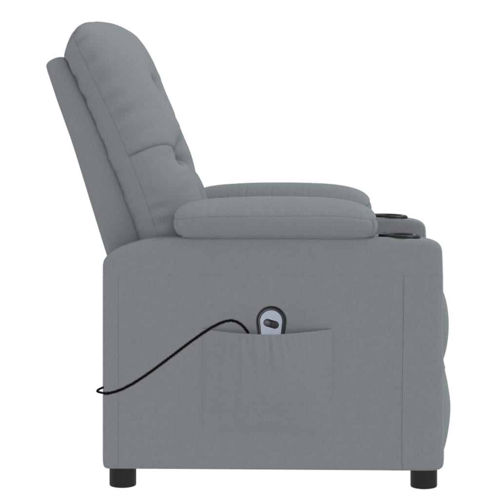 Electric Recliner Chair Light Grey Fabric