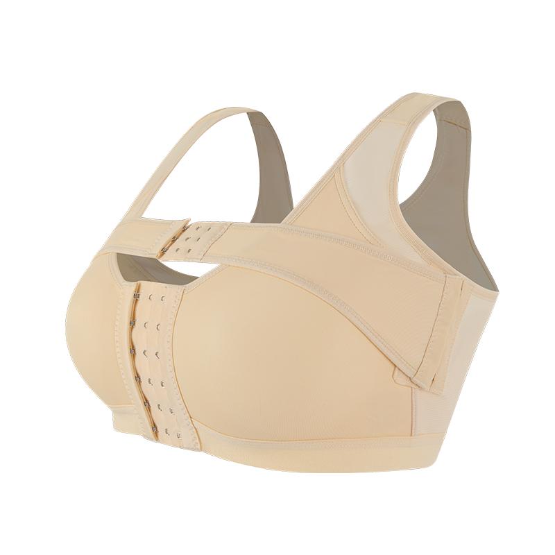 

Women Shapewear Bra with Hooks Compression Push Up Underwear Front Closure Lingerie Back Support Sports Bra Post-Surgery Top XXL бежевий