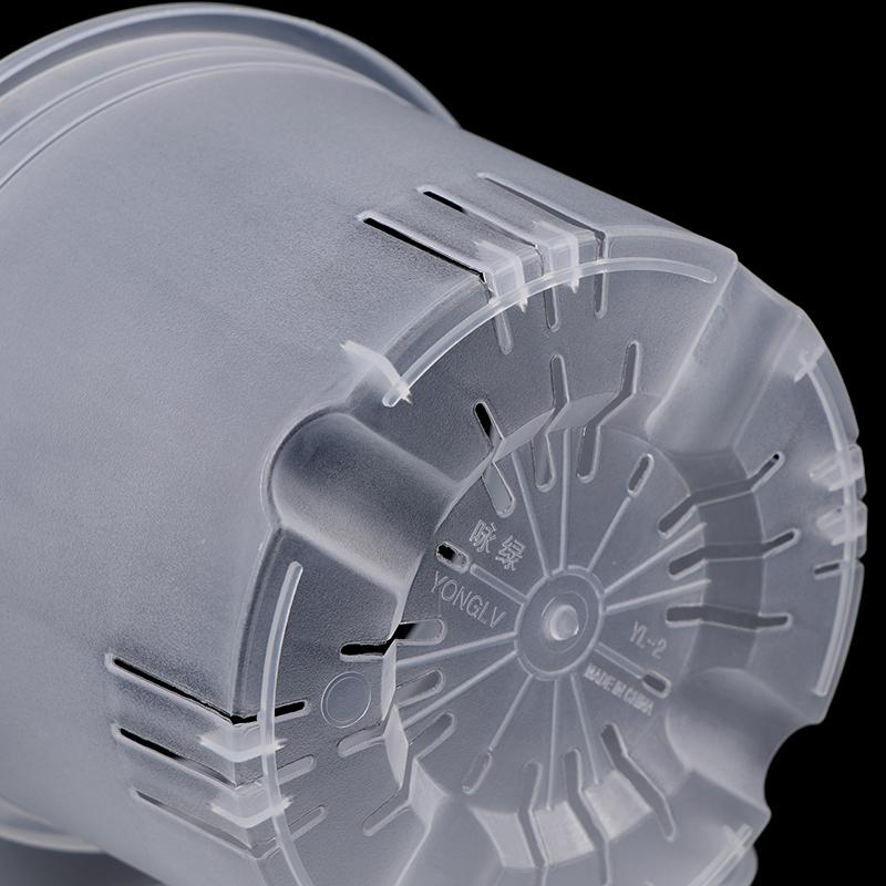 1Pc Transparent Round Orchid Pot With/Without Tray Root Control Plastic Orchid Pots With Holes Breathable Plant Growth Container