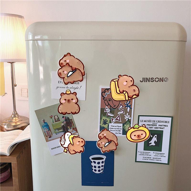 Kawaii Capybara Magnetic Refrigerator Sticker Cute Refrigerator Decoration Sticker Creativity Family Decoration Artware Gifts