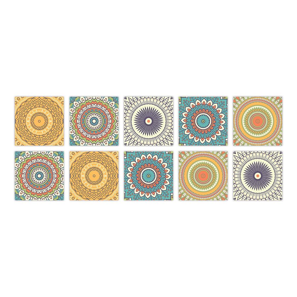10-Pack European Style Floral Tile Wall Stickers for Living Room and Bathroom - Self-Adhesive PVC Crystal Film