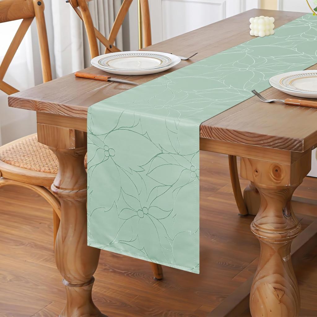 1pc Table Runner, Hibiscus Pattern Jacquard Fabric, Suitable for All Kinds of Dining Tables, Embellish Your Space