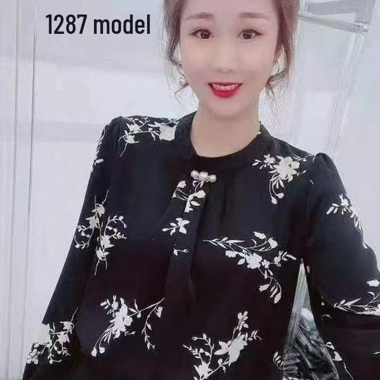 

2023 Autumn Long-Sleeve Slimming Print Top 3XL чёрный