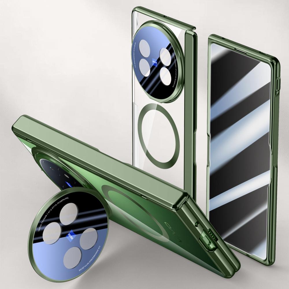 For vivo X Fold5 5G Magnetic Case PC+Acrylic Phone Cover with Anti-Spy Screen Protector,Lens Kickstand